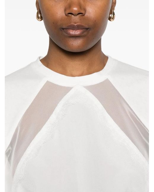 Pinko White Lace Detail Short T-Shirt