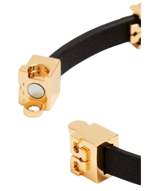 Tory Burch Black Brass Tone Geometric Bracelet