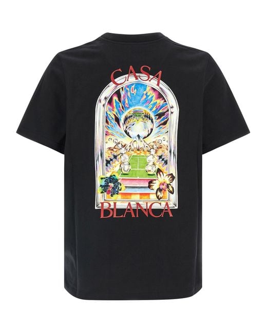 Casablanca Black Tennis Landscape T-Shirt for men