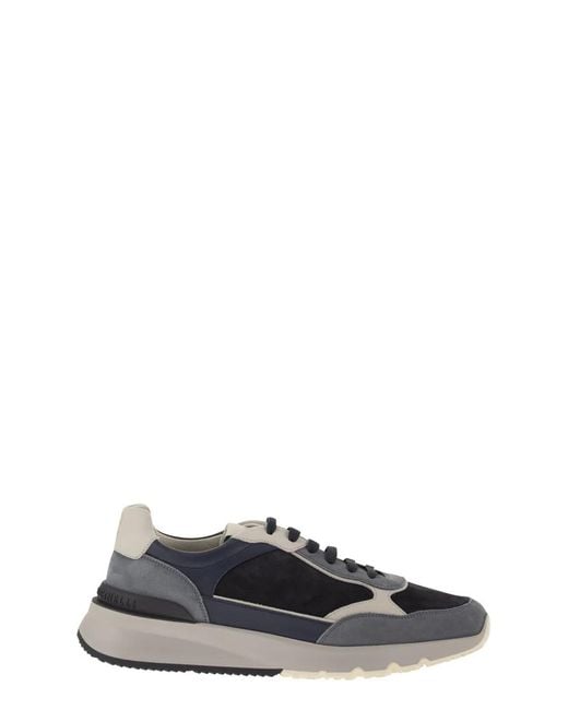 Brunello Cucinelli Gray Light And Nubuck And Suede Runners With A Lightweight Micro Sole for men