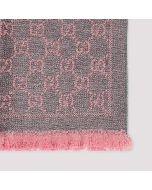 Gucci Purple Gg Wool Scarf