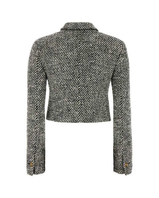 Versace Gray Two-Tone Responsible Wool Bouclé Loop Jacket For