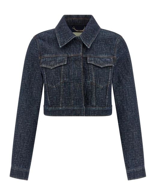 Fendi Blue Ff Denim Bolero Jacket