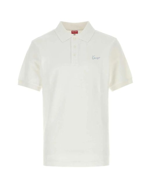 KENZO White Solid Shirt Collar Polo for men