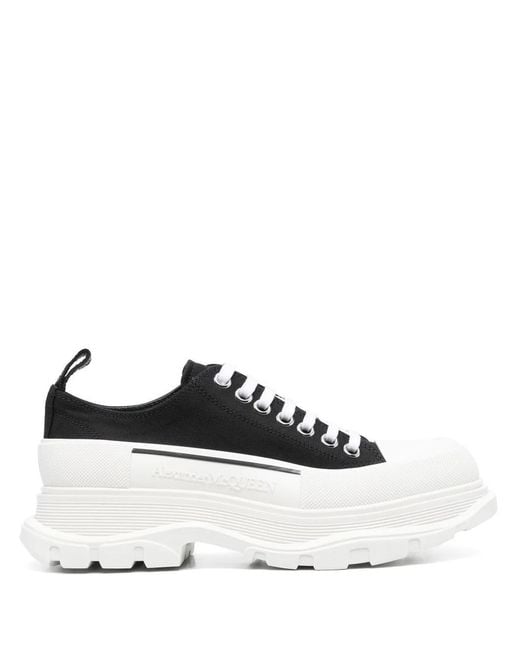 McQueen White Canvas Tread Slick Sneakers