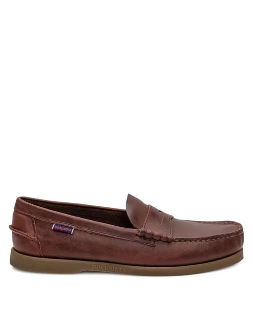Sebago Brown "Dolphin" Waxed Loafer for men