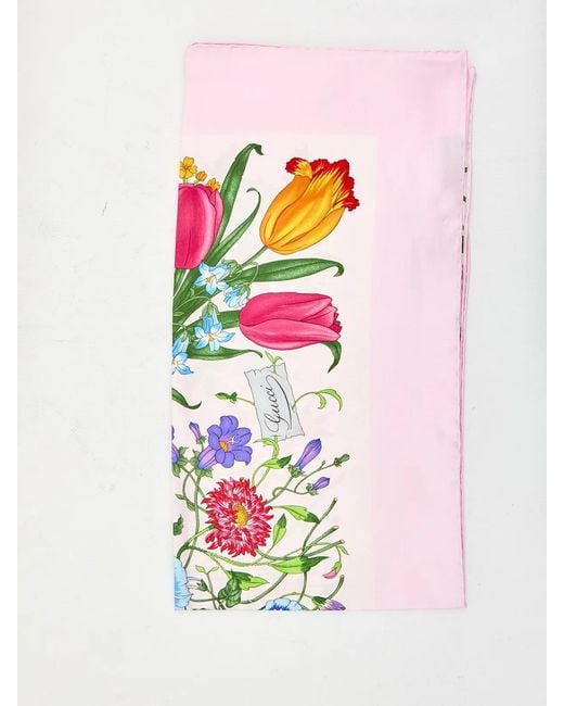 Gucci White Silk Twill Printed Carré