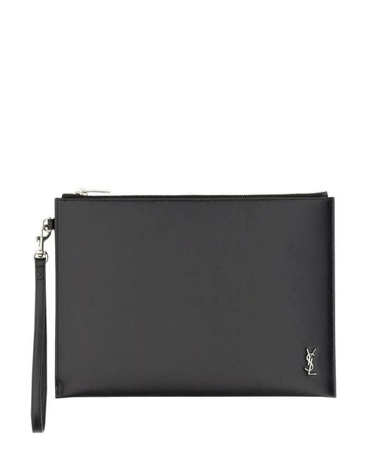 Saint Laurent Gray Tablet Holder "Tiny Cassandras" Small for men