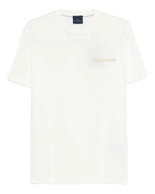 Paul & Shark White Paul & Shark Logo T-Shirt for men