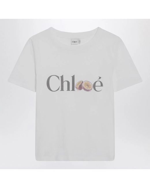 Chloé White T-Shirt With Logo Print