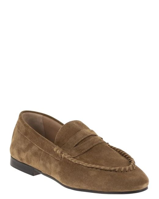 Anniel Brown Classic Suede Loafers