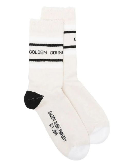 Golden Goose Deluxe Brand White Striped Cotton Socks
