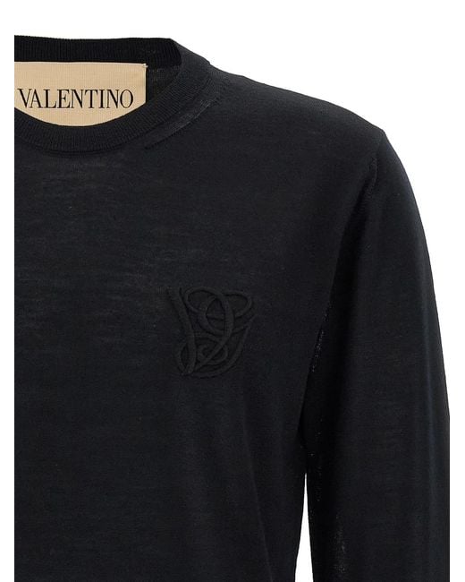 Valentino Garavani Black Logo Embroidery Sweater for men