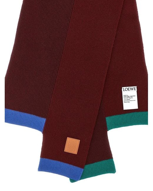 Loewe Red Wool Asymmetrical Scarf