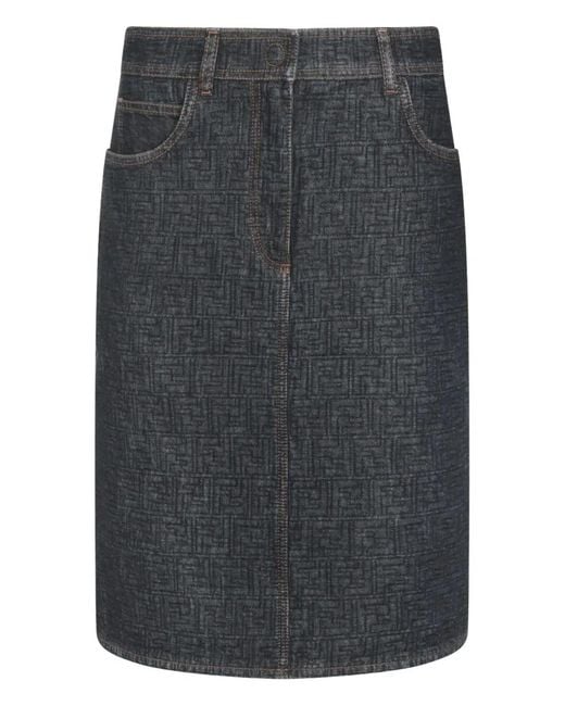 Fendi Gray Cotton Denim Leather Padded
