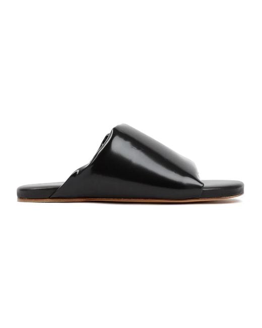 Bottega Veneta Black Nappa Leather Cushion Sandals Sheepskin