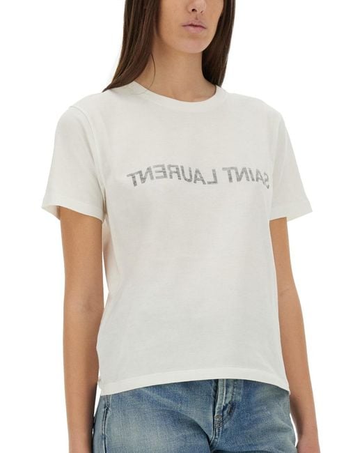 Saint Laurent White T-Shirts And Polos
