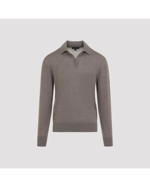Sease Gray Wombat Ultra Fine Virgin Wool Polo for men