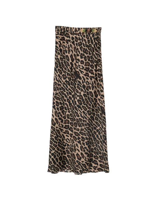 Bazar Deluxe Natural Leopard Print Midi Skirt