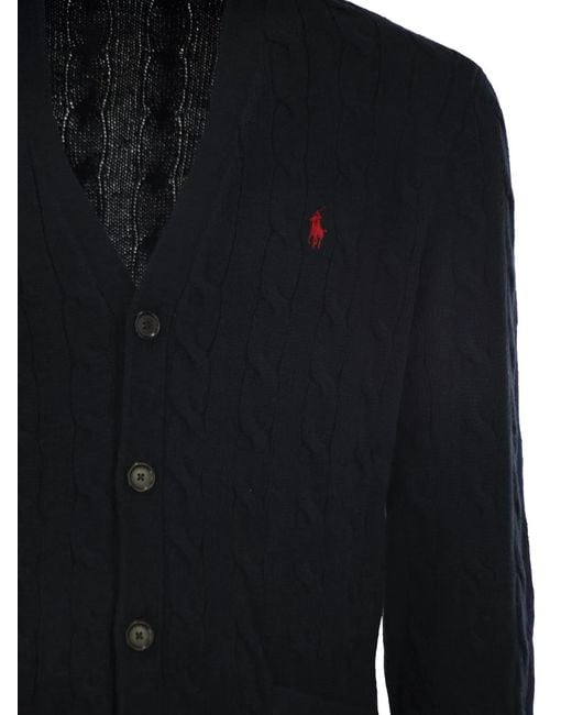 Polo Ralph Lauren Blue Cotton Cable Knit Cardigan for men