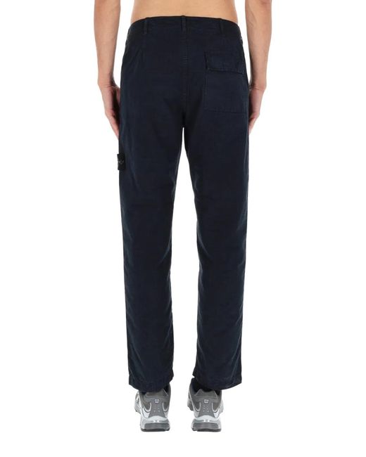 Stone Island Blue Logo Patch Pants for men
