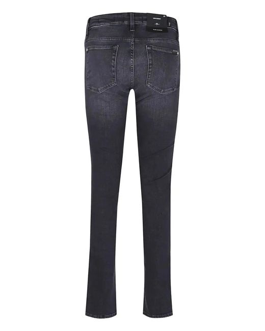 7 For All Mankind Blue Low-Rise Skinny Jeans