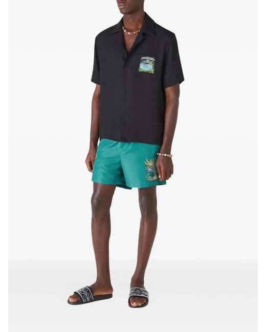 Casablanca Green Logo-Print Swim Shorts for men