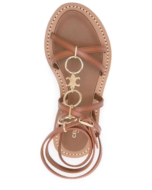 Céline Brown Lympia Leather Sandals