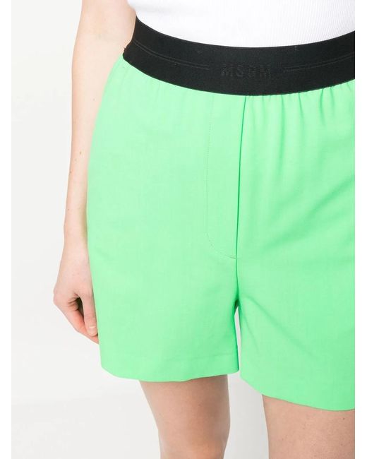 MSGM Green Wool Bermuda