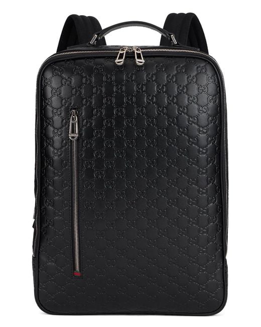 Gucci Black Medium Monogram Leather Backpack for men