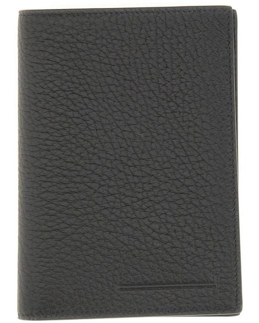 Tom Ford Black Leather T Card Holder for men