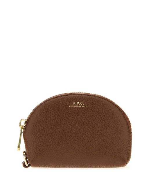 A.P.C. Brown Leather Monnaie Card Holder
