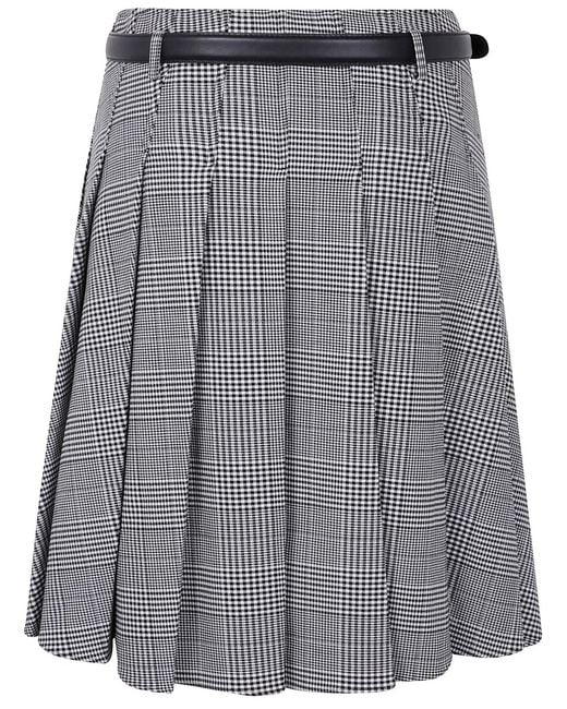 Self-Portrait Gray Prince Of Wales Check Pleated Midi Skirt