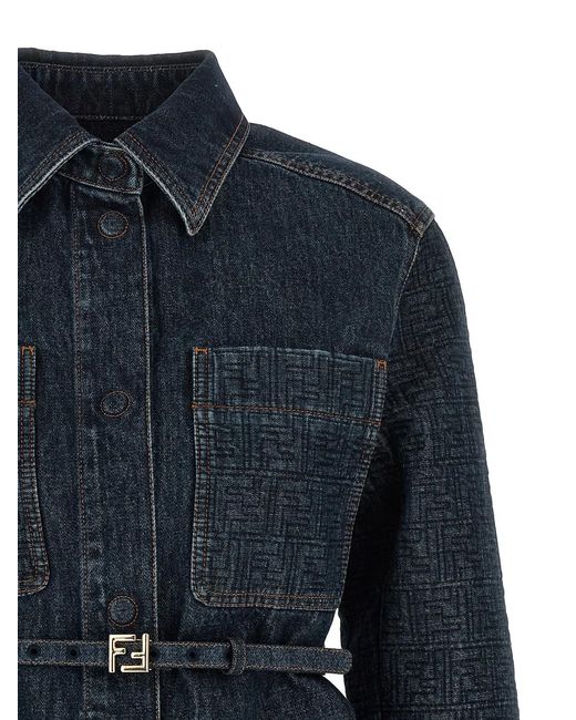 Fendi Blue 'Ff' Denim Jacket