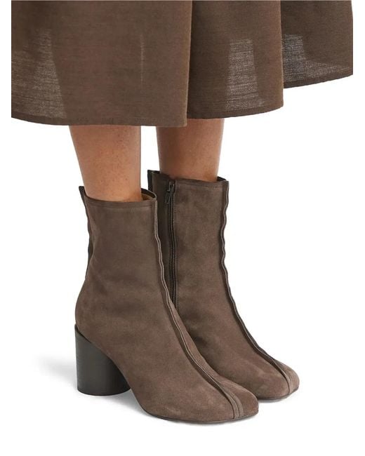 MM6 by Maison Margiela Brown Leather Ankle Boots