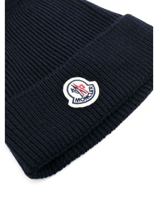 Moncler Blue Virgin Wool Hat for men
