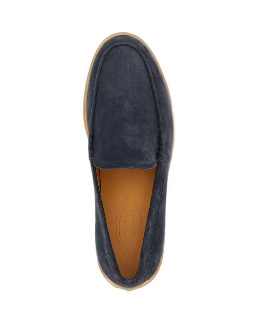 Tod's Blue Suede Leather Slipper Moccasin for men