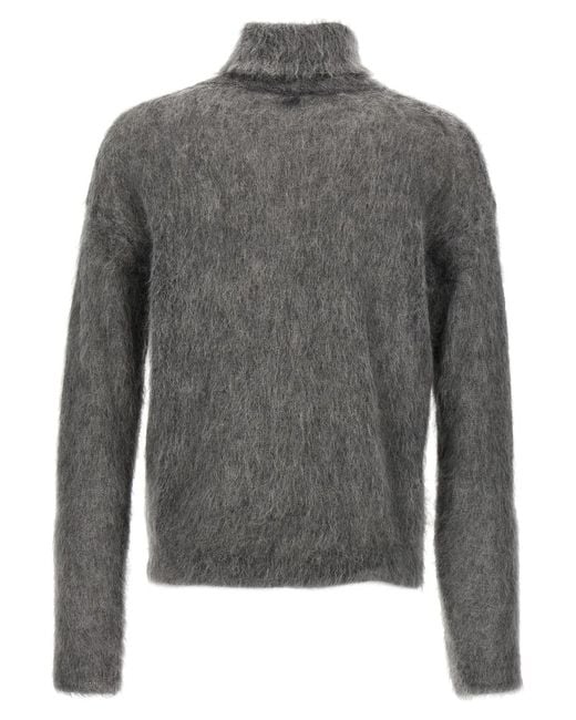 Saint Laurent Gray Mohair Turtleneck Sweater for men
