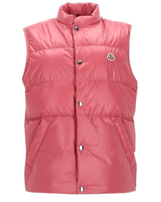 Moncler Pink Gilet Restigo Con Logo for men