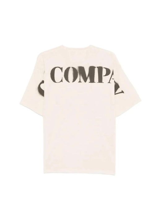 C P Company White C.P.Company T-Shirt With Logo Print for men
