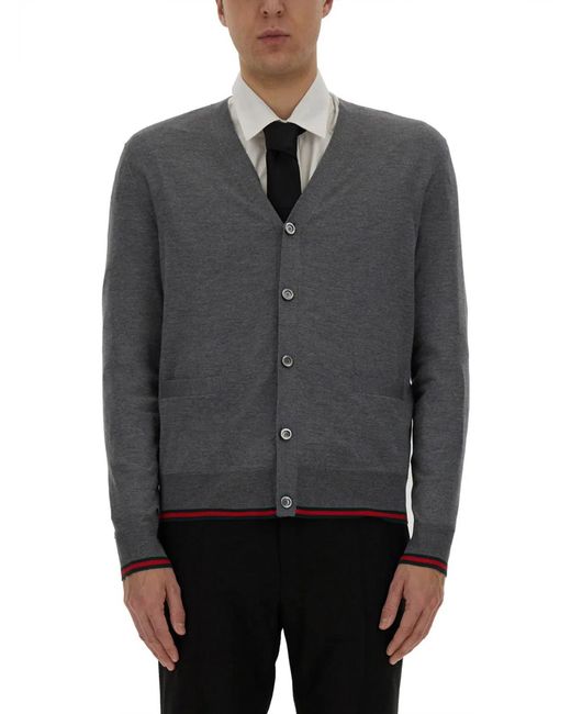 Gucci Gray Web Pattern Cardigan for men