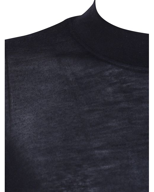 Filippa K Blue Lyocell Cashmere Mock Neck Top