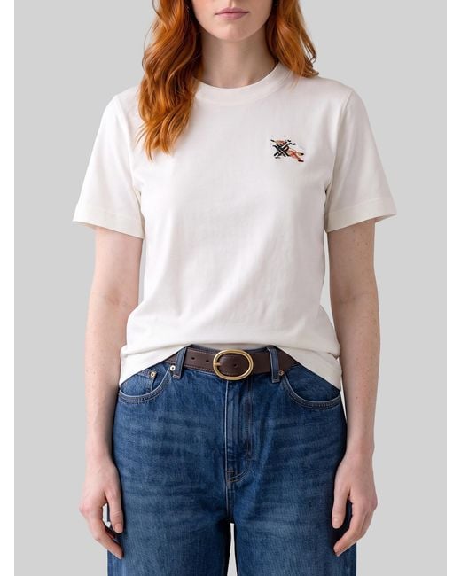 Burberry White Knight Check Cotton T-Shirt