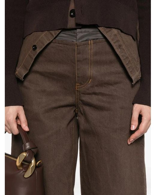 Sacai Brown Wide Leg Denim Pants