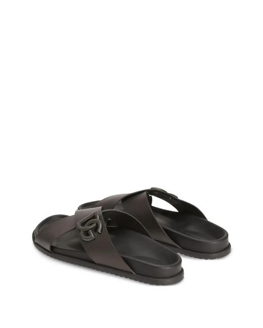 Dolce & Gabbana Black Dolce & Gabbana Leather Sandal for men