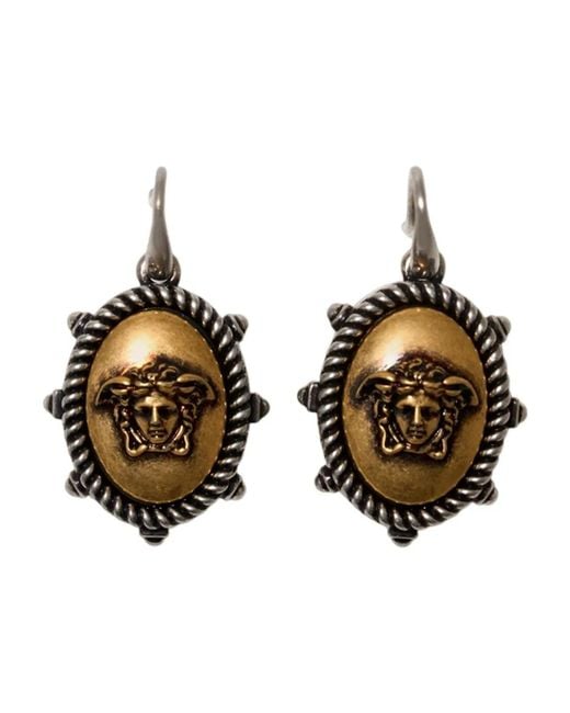 Versace Brown Palladium Brass Earrings