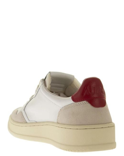 Autry White Medalist Low Leather And Suede Sneakers for men