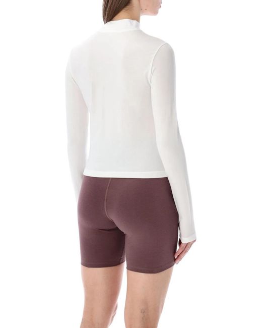 Nike White Slim Mock Neck Long Sleeve T-Shirt