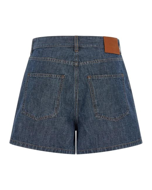 Fendi Blue Chambray Denim Shorts