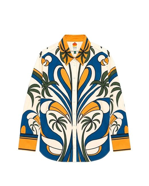 Farm Rio Blue Tropical Graphic Shirt